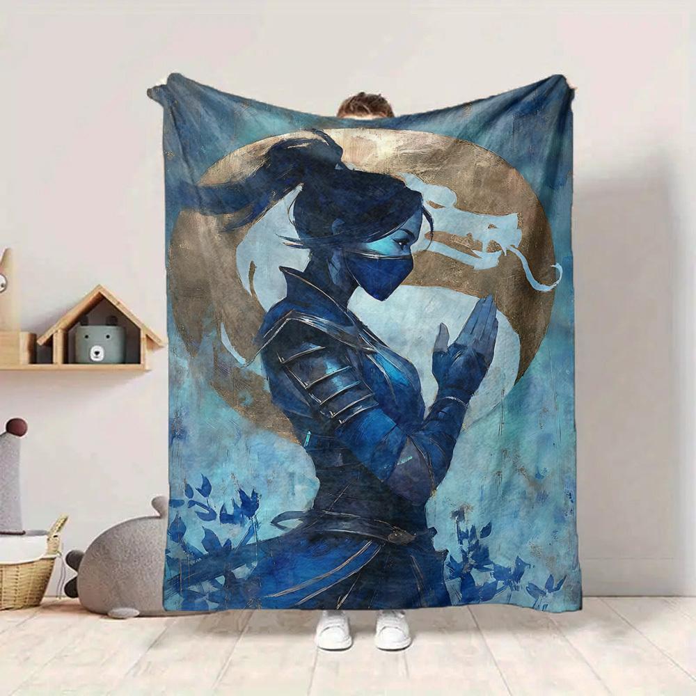 1pc Mortal Kombat Blanket Lightweight Flannel Throw For Sofa, Bed, Travel, Camping, Livingroom, Office, Couch, Chair, And Bed