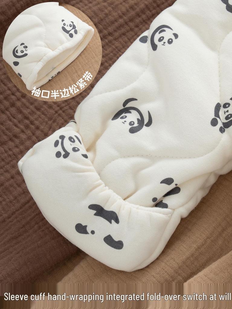 Infant Winter Cotton-Padded Hooded Romper with Mittens & Booties