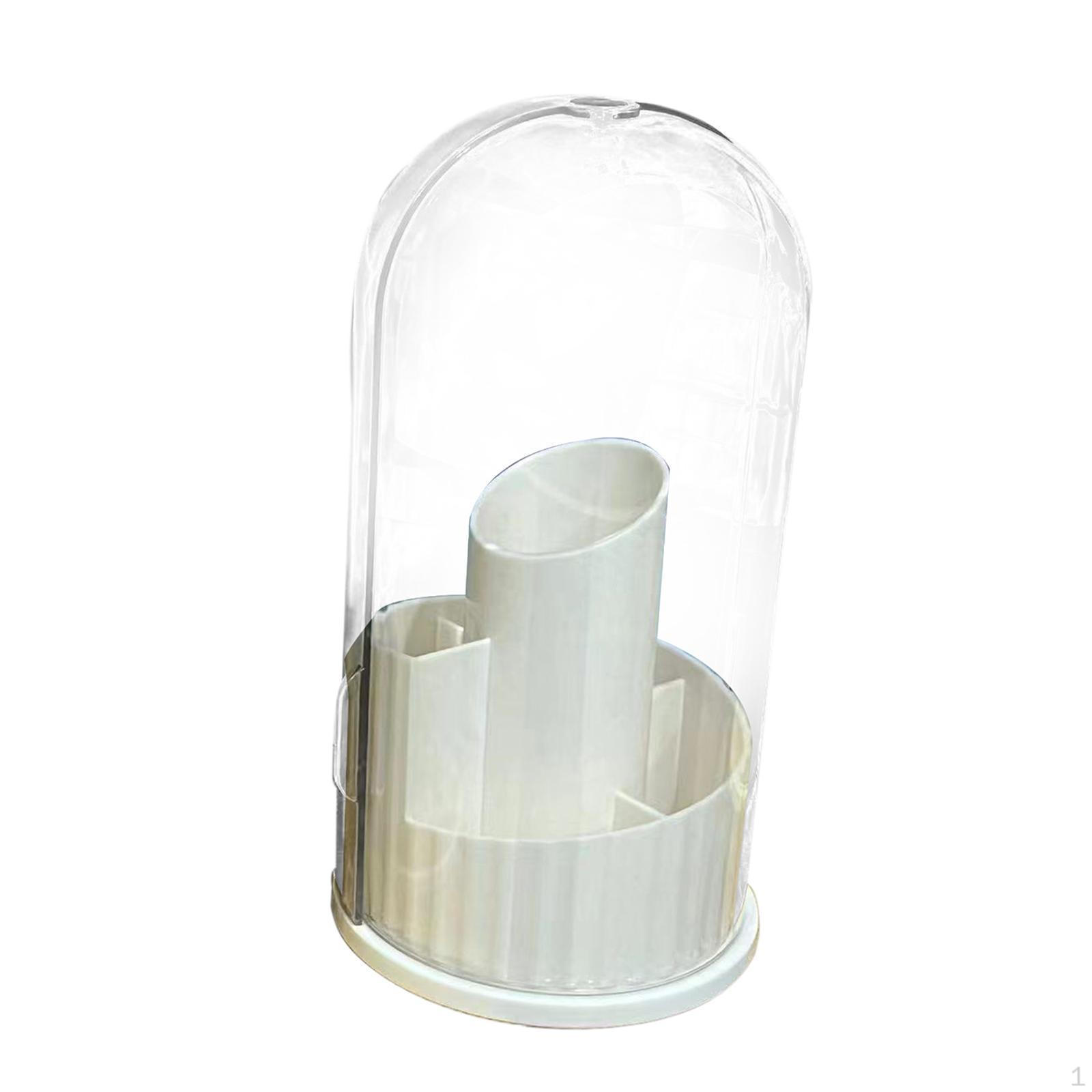 

Держатель для кистей для макияжа многоцелевой вращающийся пылезащитный с крышкой органайзер для косметики коробка для хранения белый