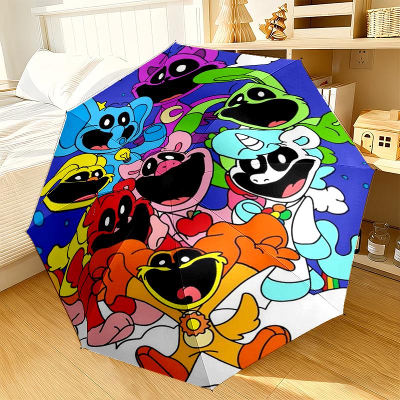 Happy smiling Cartoon Characters Umbrella 8-Frame for Travel, camping, Casual Lightweight Portable Umbrella, Essential for every family Holidays Gift