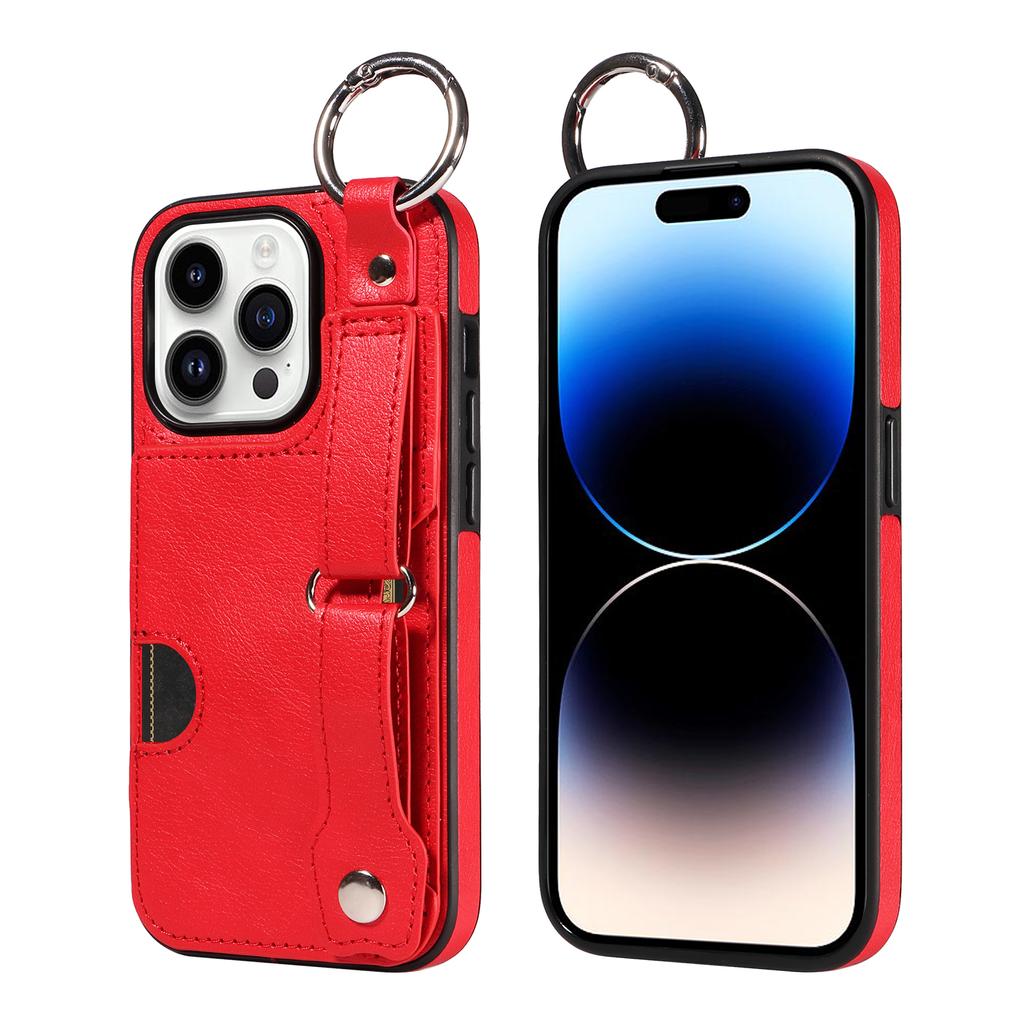 Etui na telefon ze skóry PU z kieszeniami na karty, z pierścieniem na palec i klamrą do paska na nadgarstek do iPhone'a XS, XR, XS Max, iPhone'a 7,8,7Plus,11,11Pro,11Pro,12,13,14,15...