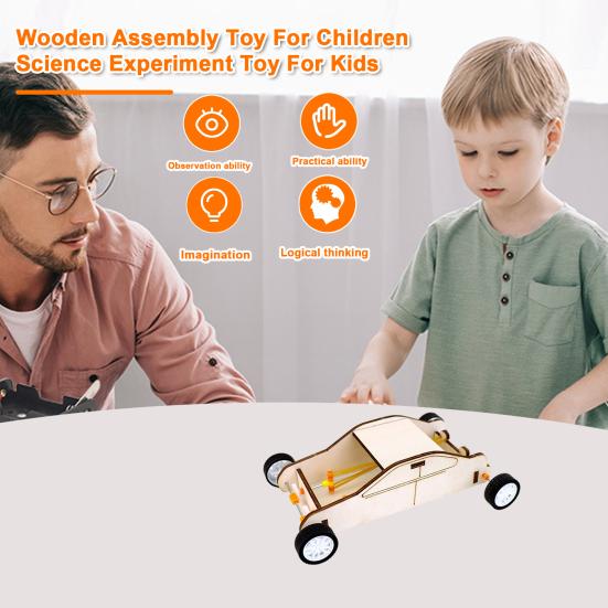 1 Set Car Science Double Power Rubber Band DIY Toy Handmade Accessories Creativity & Hands-on Skills Training