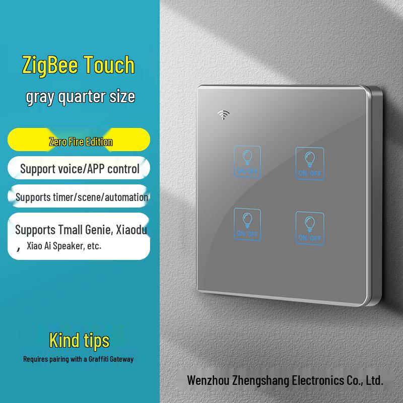 Zhengshang C4 ZigBee Graffiti Smart Switch, EU Standard, Voice-Activated, Compatible with Alexa & Google.