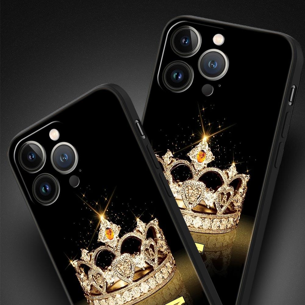Diamond Crown Letter 26 Letters Phone Case For iPhone 17 16E 15 16 14 13 12 11 Pro Max 7 8 Plus Soft TPU Back Cover