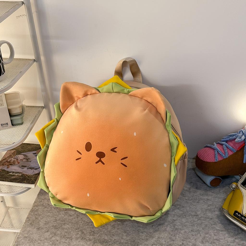 Schoolbag Cute Hamburger Styling Backpack Female Cartoon Lightweight Travel Backpack Children College Students Class Commuter School Bag