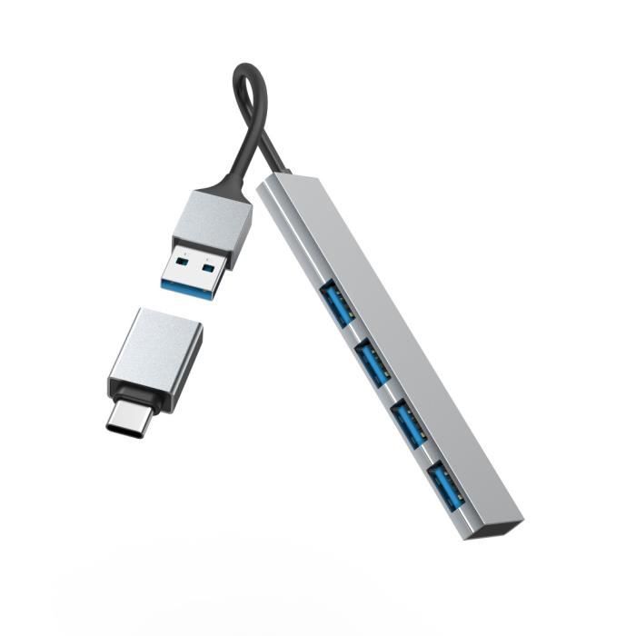 HUB USB - HAMA - 4 Ports - USB 3.2 Gen1 - Ultra Slim - Aluminium