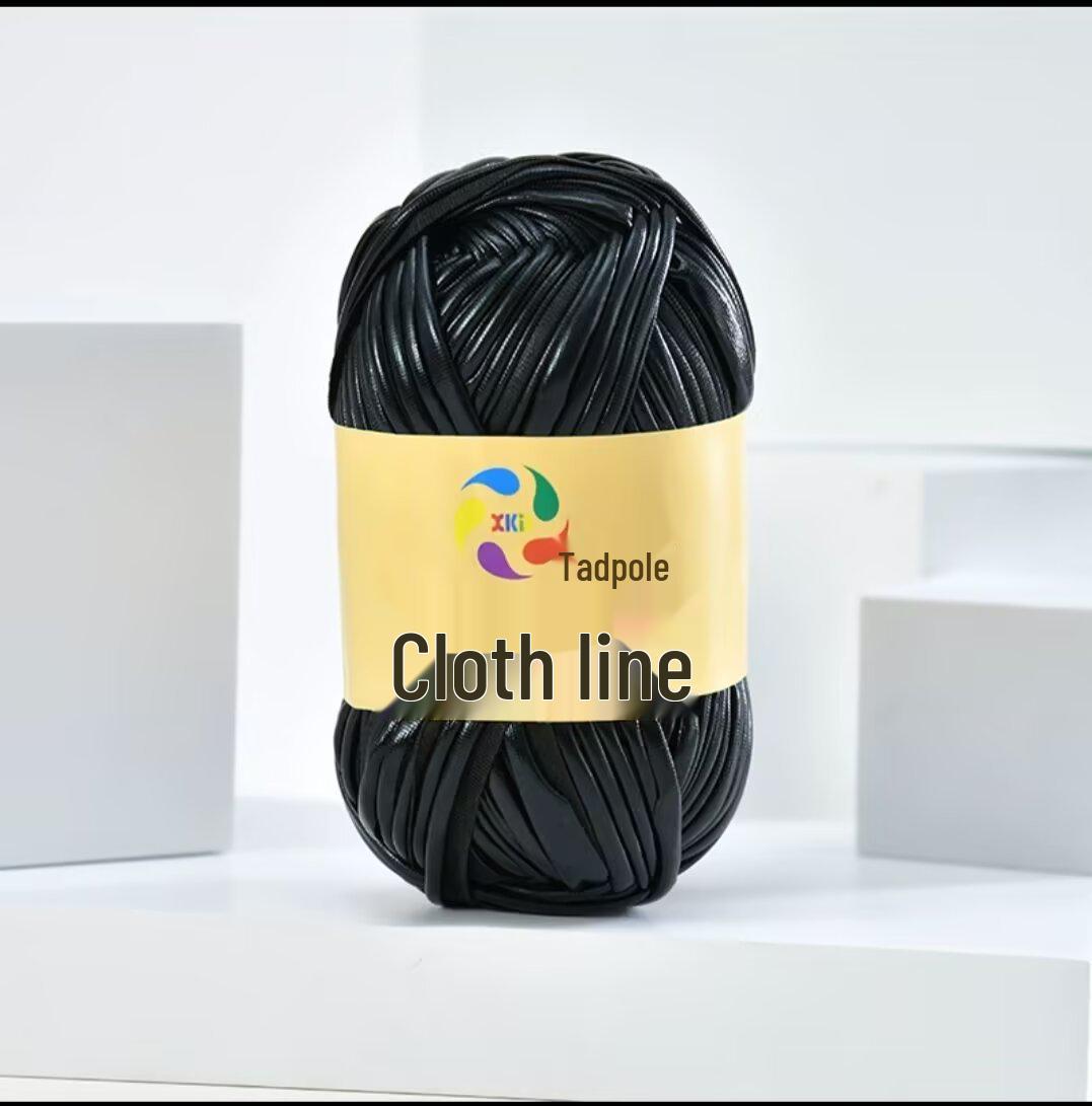 

Металлизированная блестящая пряжа из ткани «головастик» для вязания сумок и шляп своими руками чёрный