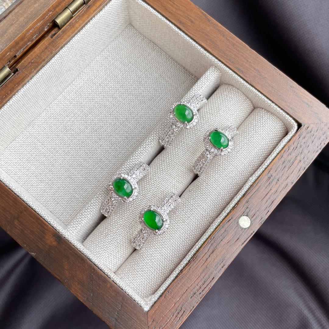 

Нефрит Жадеит Зеленый Кабошон Регулируемое Ледяное Нефритовое Кольцо для Женщин Adjustable