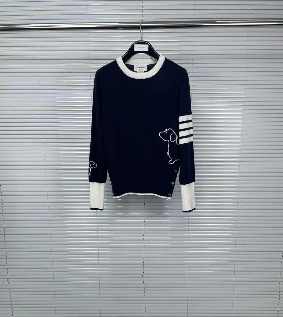 Classic Four-Bar Women's Puppy Jacquard Sweater - College Style, Long-Sleeved, Round Neck, Warm Bottoming Shirt