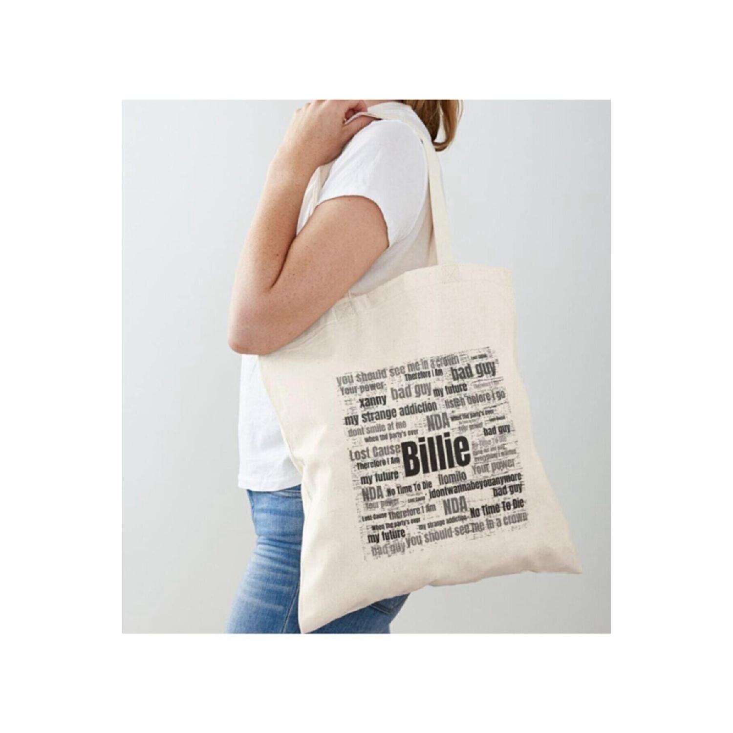 

Bilie Eilish Printed Raw Cloth Shoulder Bag Standart вершковий