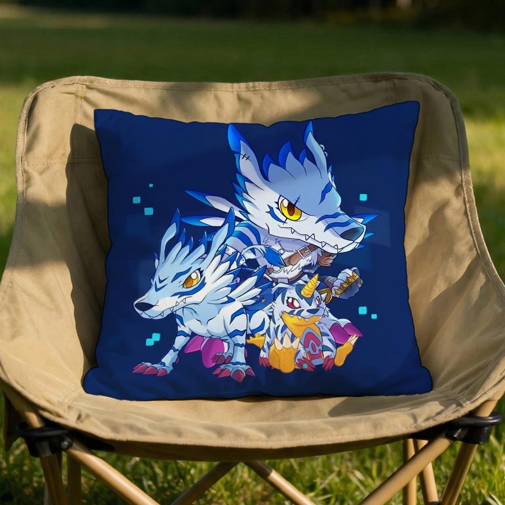 Cute DDigimonS Greymons Cushion Cover Soft Reversible Durable Pillow Cover MultiScene Use for Home Car Daily Comfort