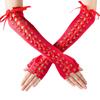 Women Sexy Bandage Ribbon Frenulum Lace Satin Long Gloves Cosplay Stage Performances Lolita Fashion Personality Mittens
