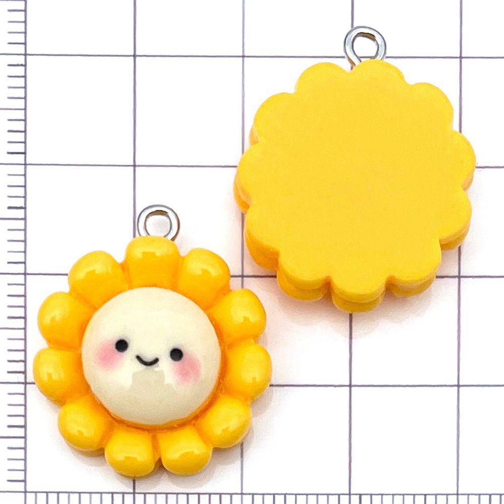 10 Colorful Resin Sunflower Smile Face Charms for DIY Jewelry