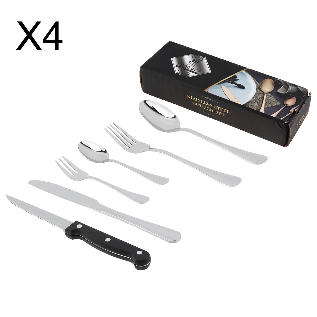 24pcs Stainless Steel Tableware Set Food Grade Tableware Fork and Spoon Set Mirror Finished Utensil Sets