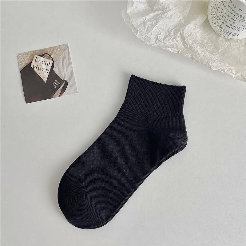 Socks Summer Thin Solid Color Short Tube Confinement Socks Tide Loose Boat Socks Crimped Wide Mouth Socks Cotton