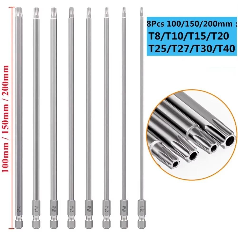 8PCS T8-T40 Hex Head Allen Wrench Drill Bits Set Screwdriver Socket Bit  Wrench Use