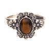 S925 Sterling Silver Inlaid With Natural Tiger Eye Black Gold Label Blue Gold Color Baotai Silver Ring Women'S Retro Personalized Open Ring