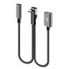 Right Angle Type C Splitter Charging Cable 25cm Double USB Port 66W Fast Charge Nylon Braided Cord For Phone Laptop Accessories