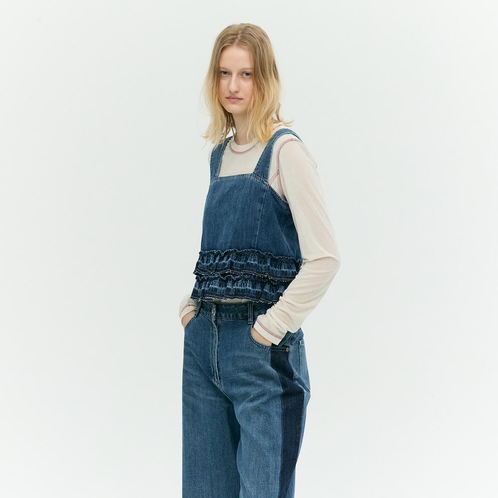 Ebm Sleeveless Layered Denim Top Emp9Dbl010