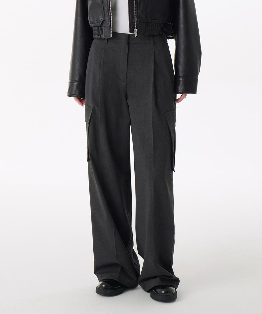MUSINSA STANDARD WOMAN Women'S Parachute Cargo Slacks [Charcoal Gray]