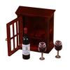 Mini Wine Cabinet Model Miniature House Kitchen Furniture Mini Red Wine Bottles Goblets Doll Accessories for Kids Pretend Play
