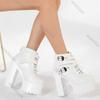 Fashion Gothic Boots Women's Solid Color High Heeled Buckle Strap Fashion Women Shoes Punk Style Thick Bottom Retro Lace-up Ankle Boots