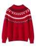 Maglione in Lana Fair Isle per Bambini - Spesso, Caldo, Stile Retro Rosso per Autunno/Inverno Ragazzi e Ragazze