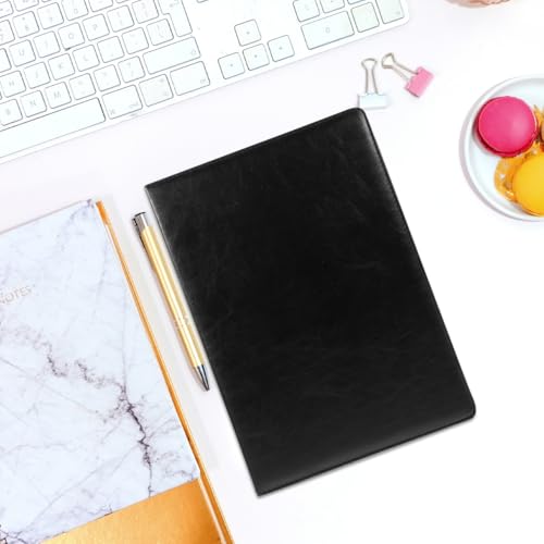 STOBOK A4 Business Notebook, 192 Pages, Large Capacity, Thick Ruled, PU Leather Hardcover, Diary, Minutes, Planner, Schedule Management, Simple and St