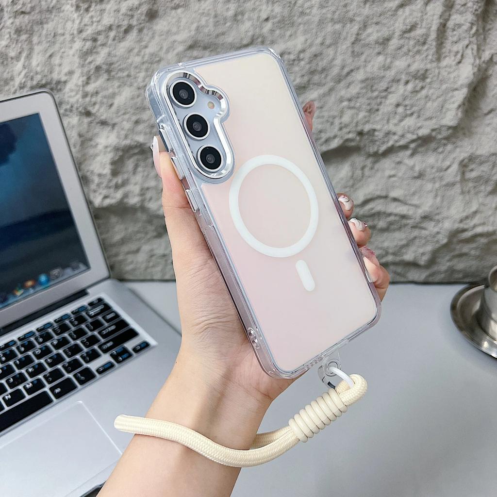 Fashion Laser Gradient Magnetic Lanyard Shockproof Case for Samsung A55 A16 A54 A53 A35 A25 A15 A56 A36 A26 5G Cover