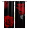 Red Rose Black Vine Spiral Leaves Print Window Curtains Luxury European Curtains for Living Room Balcony Hotel Cafe Drapes