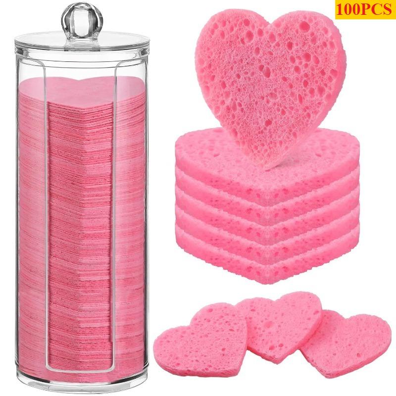 New 10-150Pcs Heart-shaped Can Face-washing Puff Natural Compressed&Degradable Face Washing Sponge Facial Facial Cleansing Tools