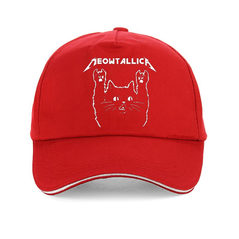 Men'S Meowtallica Rock Music Baseball Cap Funny Cartoon Cat "Master Of Kittens" Print Hip Hop Adjustable Streetwear Cap