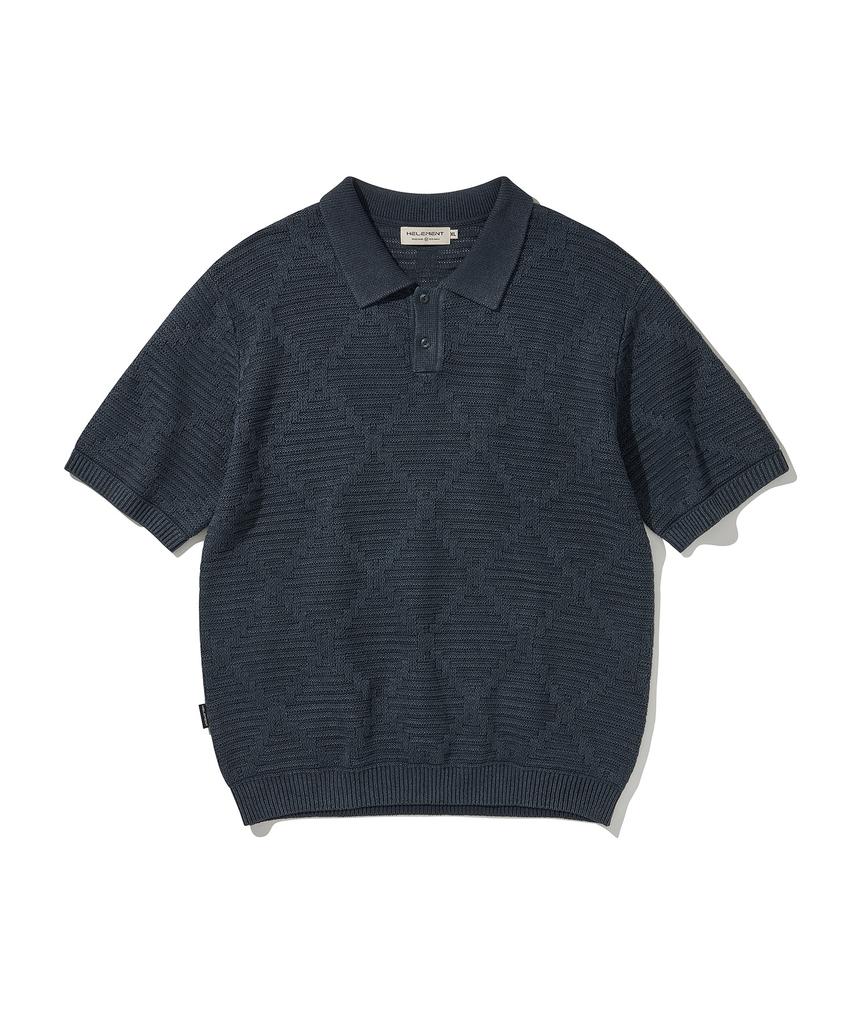 HELEMENT May Cable Short Sleeve Knit (Navy)