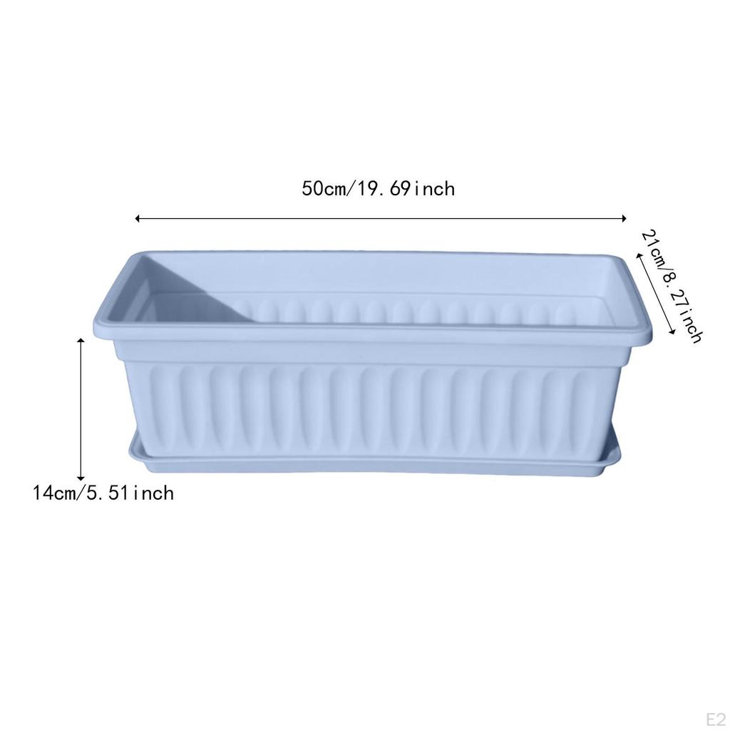 Flower Pot Window Box Planter Decoration with Saucers for Gardening Nursery Entrance Railing Outside