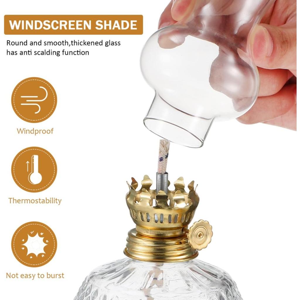 Glass Kerosene Lamp Vintage Oil Lantern with 3.5Mm Wick Perfect for Indoor and Outdoor Use 7 Inches Tall