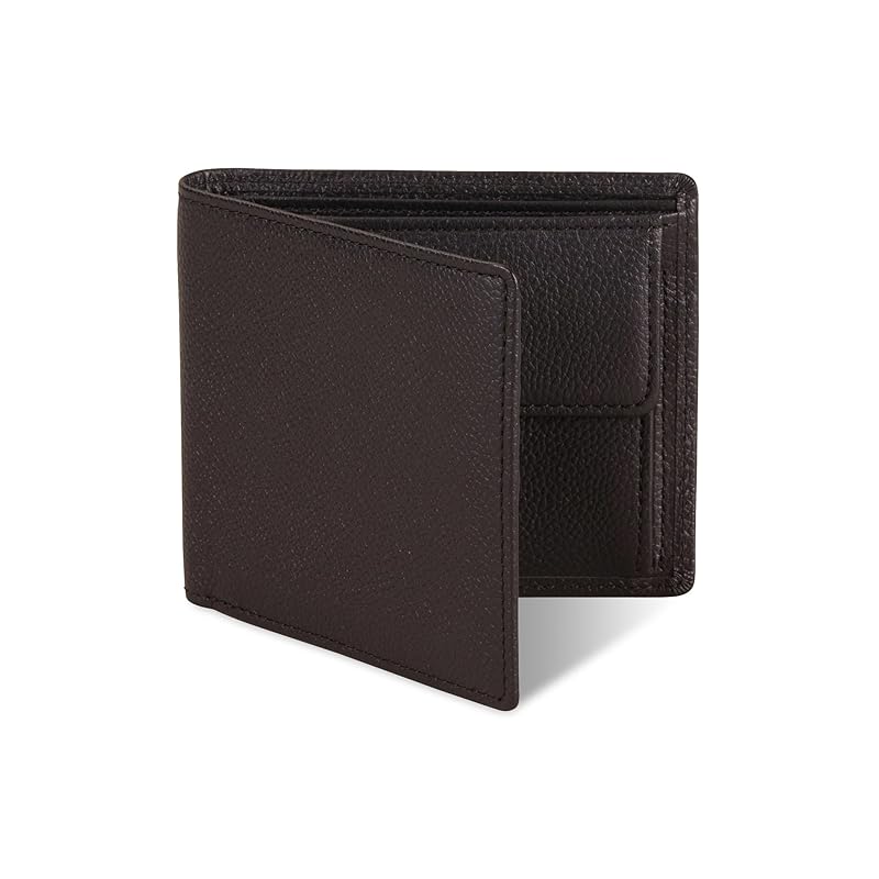 

[Business Leather Factory] Bi-fold wallet (with coin purse) Water repellent original leather cow leather unisex 6 pockets Thin (Hole Black)