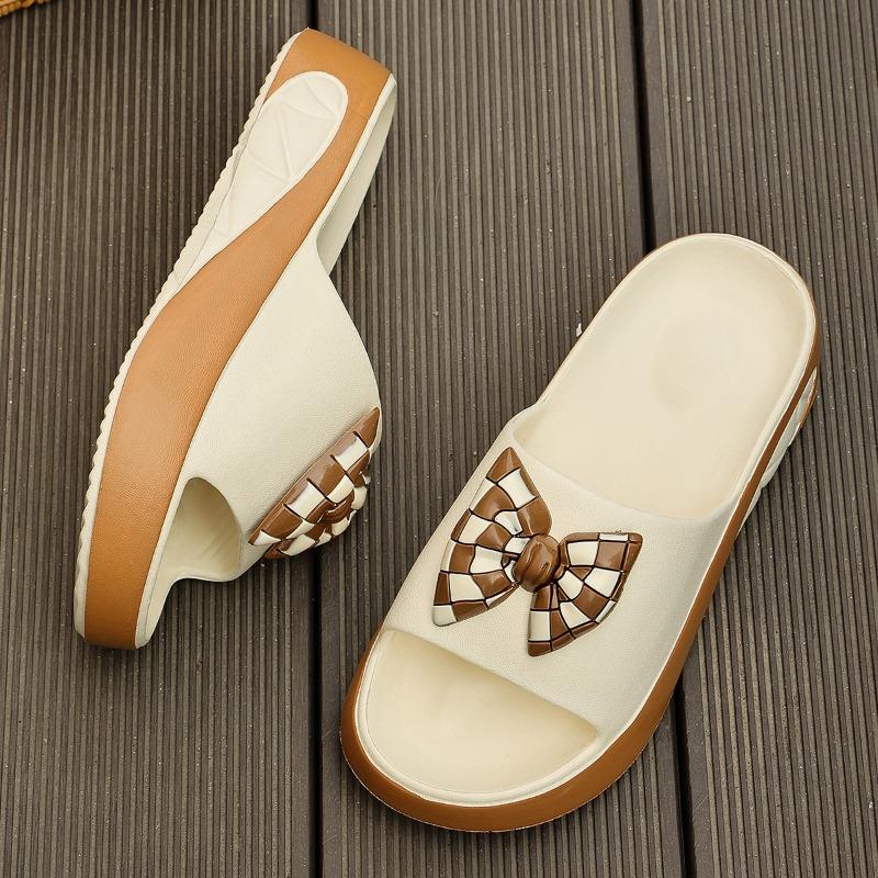 Fashion 2025 Summer EVA Women’s Mixed Colors Slippers Outdoor Casual Platform Bow Tie Sandals for Open Toe Comfortable Daily Slippers