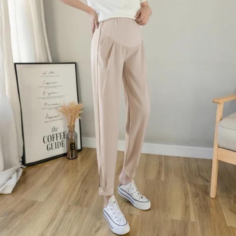 

Spring/Summer Chiffon Maternity Tapered Pants with Adjustable Split Cuff XL хакі