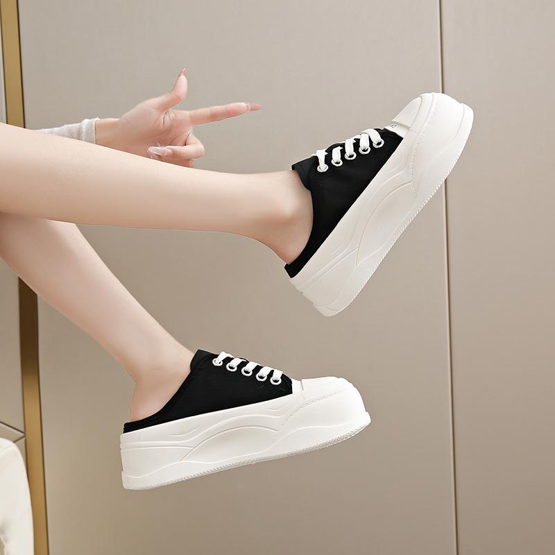 CRLAYDK Women's Slip On Mules Mesh Platform Slippers Ladies Comfortable Backless Slide Walking Summer Loafers Casual Shoes