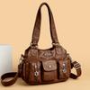 Solid Color Shoulder Bags For Women 2025 Fashion Soft Leather Casual Tote Bag Ladies Retro Messenger Crossbody Bag Commuting Sac