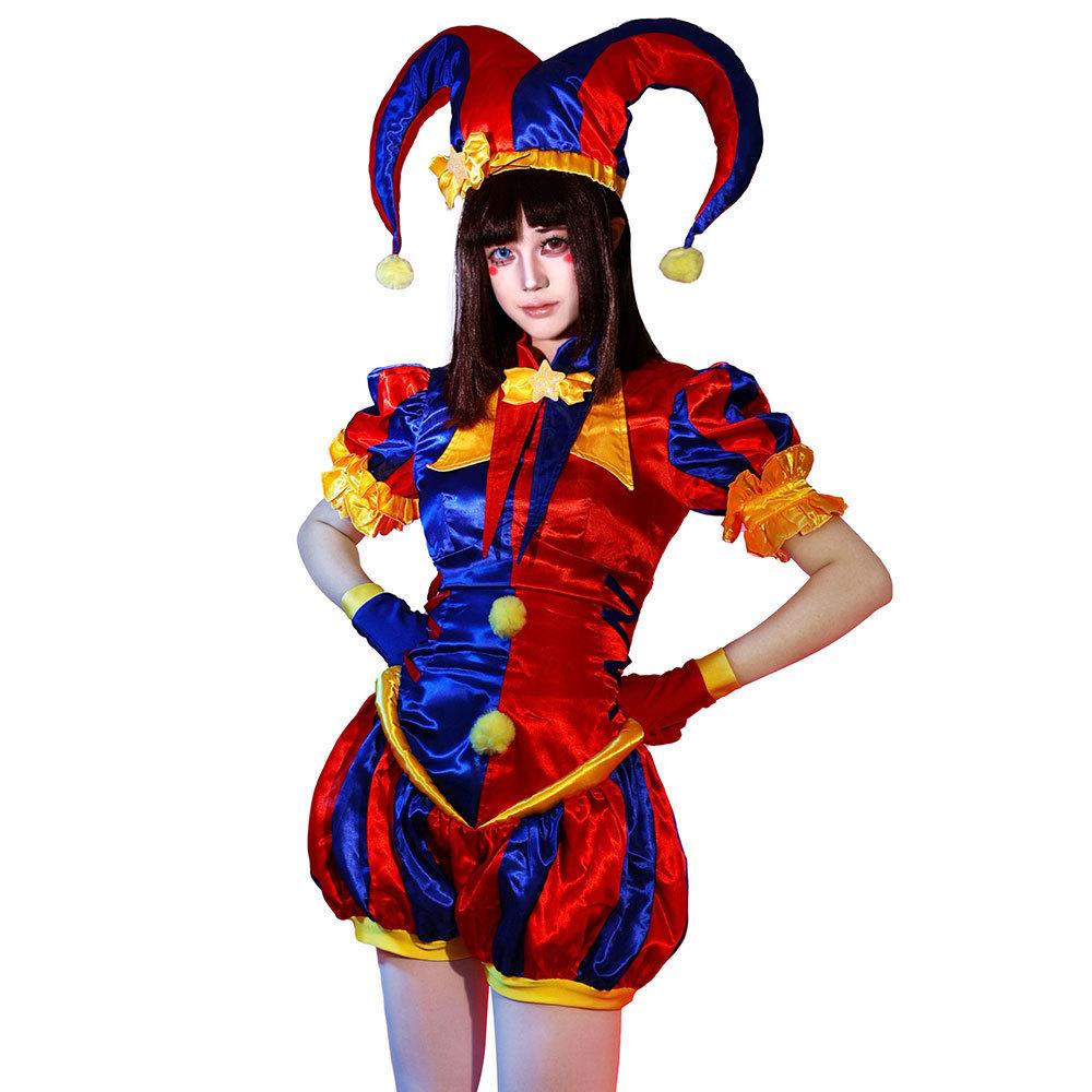 The Amazing Digital Circus Pomni Full Body Suit With Satin Fabric For Cosplay Events