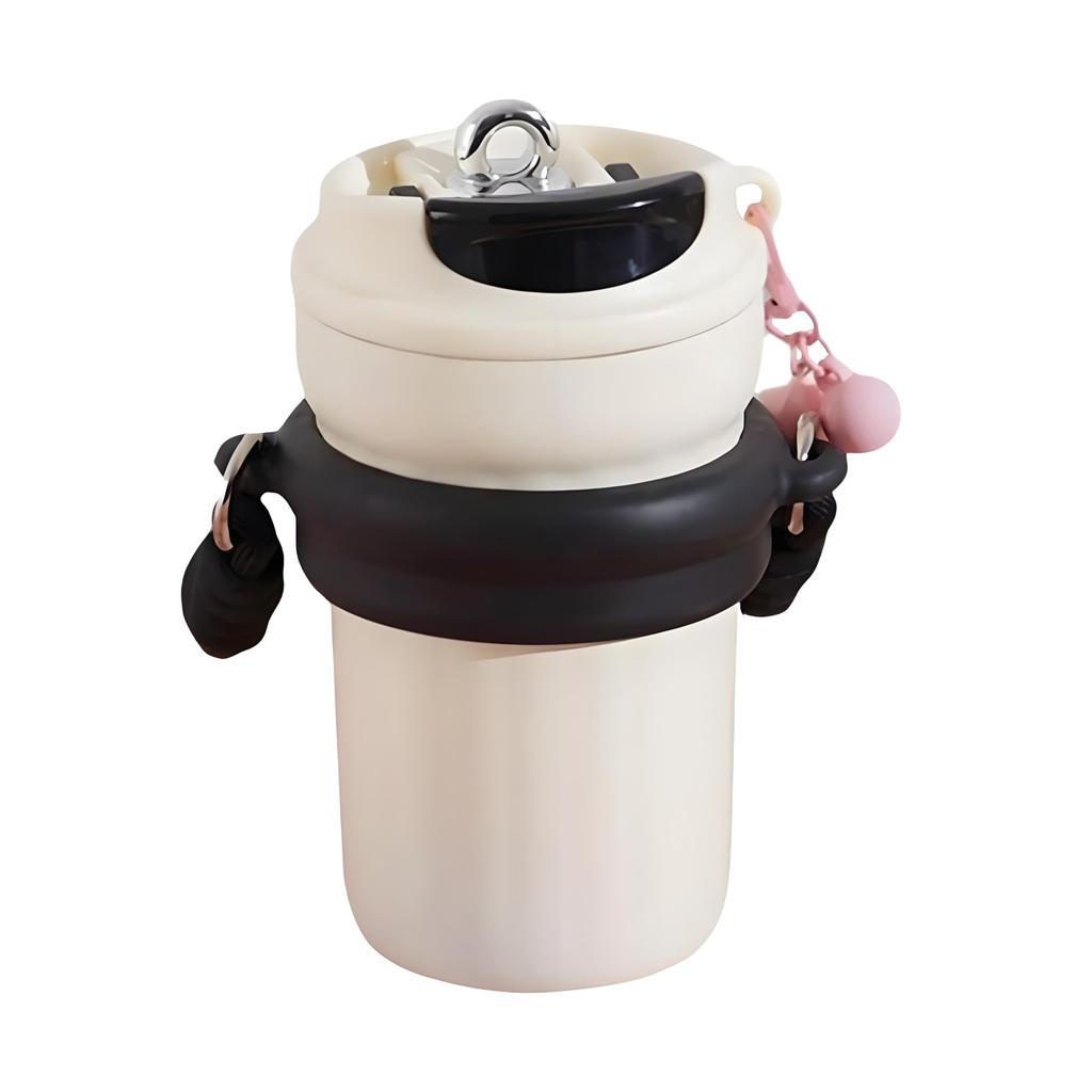 IOLOYU 316 Stainless Steel Tumbler with Lid and Coffee Mug for Girls and Elementary School Vacuum Stylish and Cute Coffee Mug with Carrying Keeps