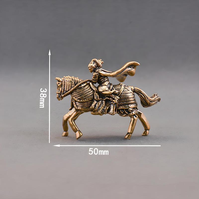 Brass Mulan Riding Horse Figurines Small Ornaments Pure Brass Statue Desk Decor Animal Home Decor