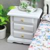 1:12 Dollhouse White Nightstand, Wooden Drawer Side Table for Bedroom, Miniature Furniture Model for Dollhouse Scene