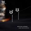 999 Sterling Silver Fox Ear Thread High-End Tassel Dangle Earrings for Women