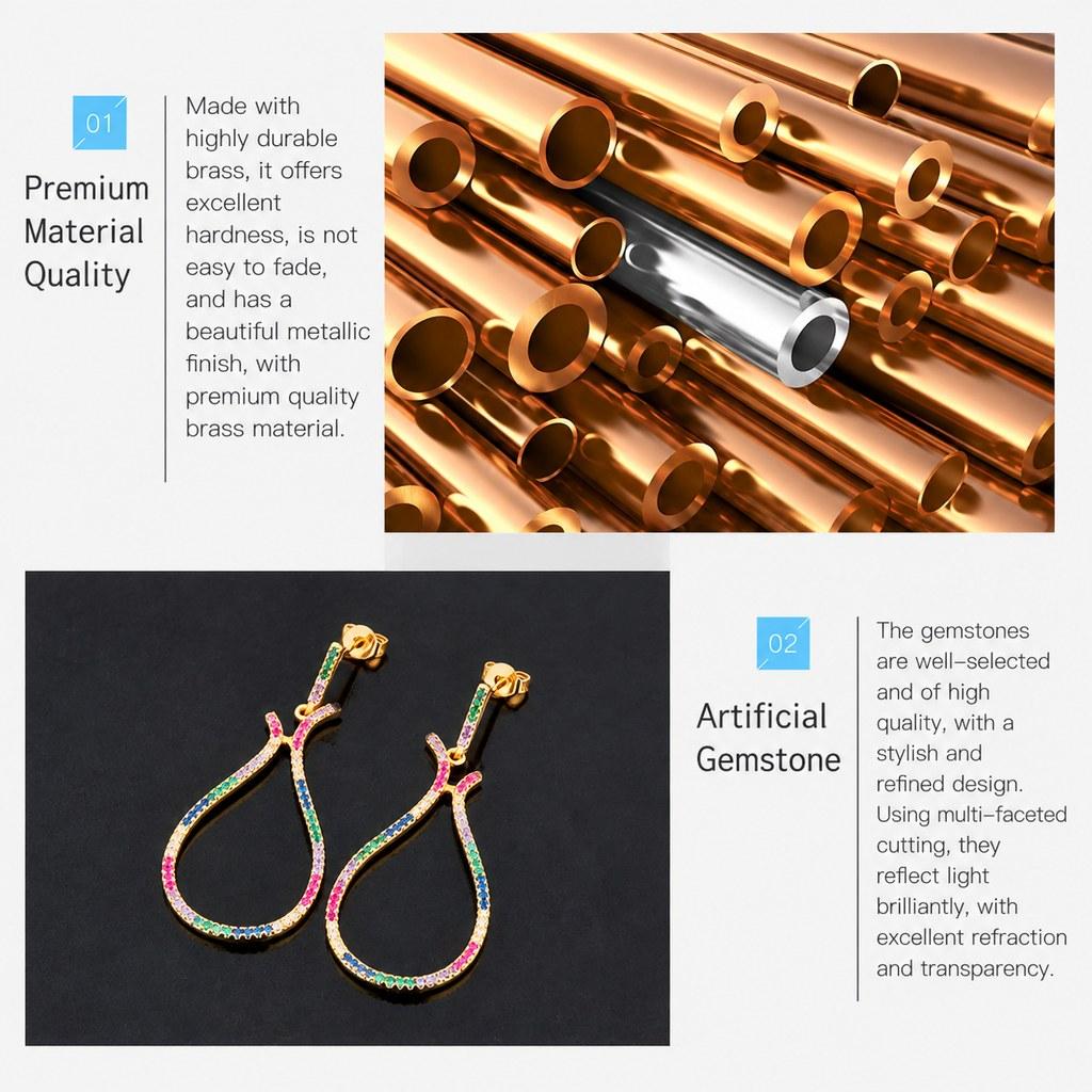 WNFU Women's Earrings, Gold Zircon, Copper
