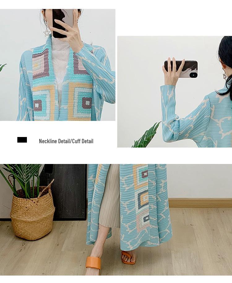 Women's Middle Eastern Pleated Long Dress & Cardigan Robe - Loose Plus Size