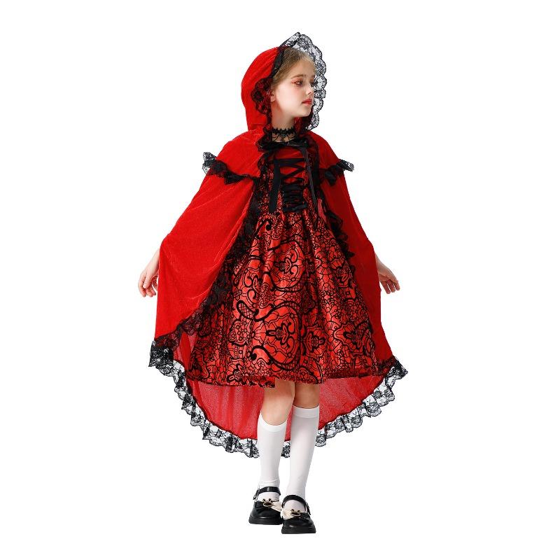 Halloween Children's Costume Christmas Costume Little Red Riding Hood Shawl Cape Pastoral Girl Cinderella Costume