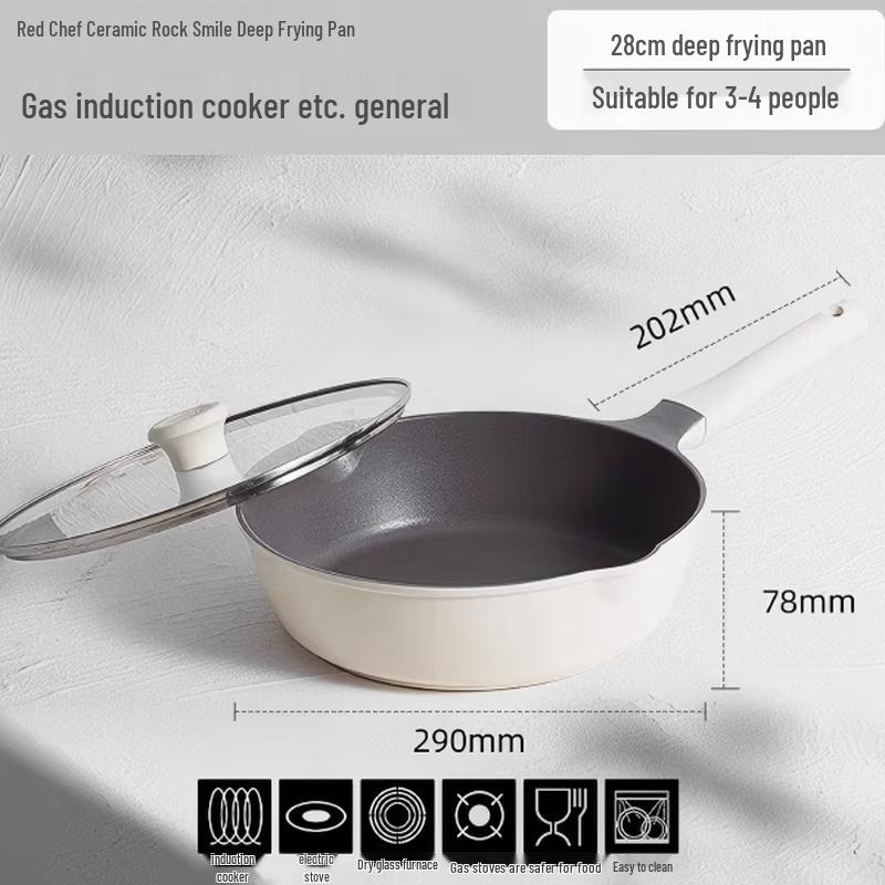Red Chef 28cm White Ceramic Non-stick Stir-fry Wok