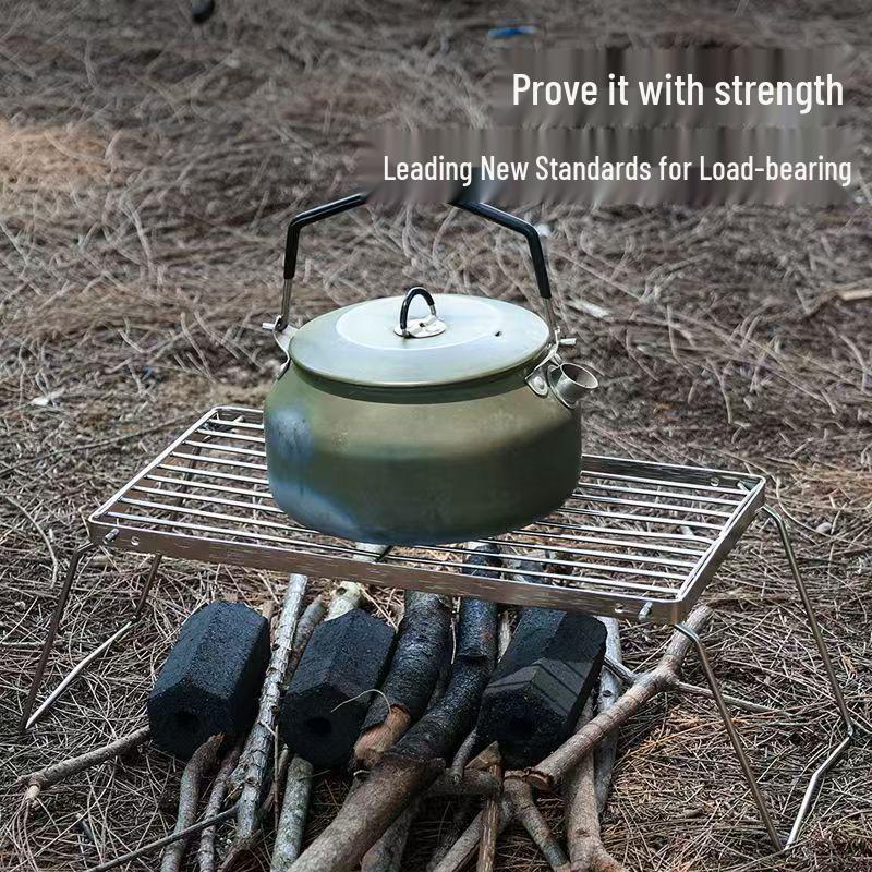 Portable Outdoor Camping Grill: Foldable Stove Stand & Barbecue Rack with Mesh Feet